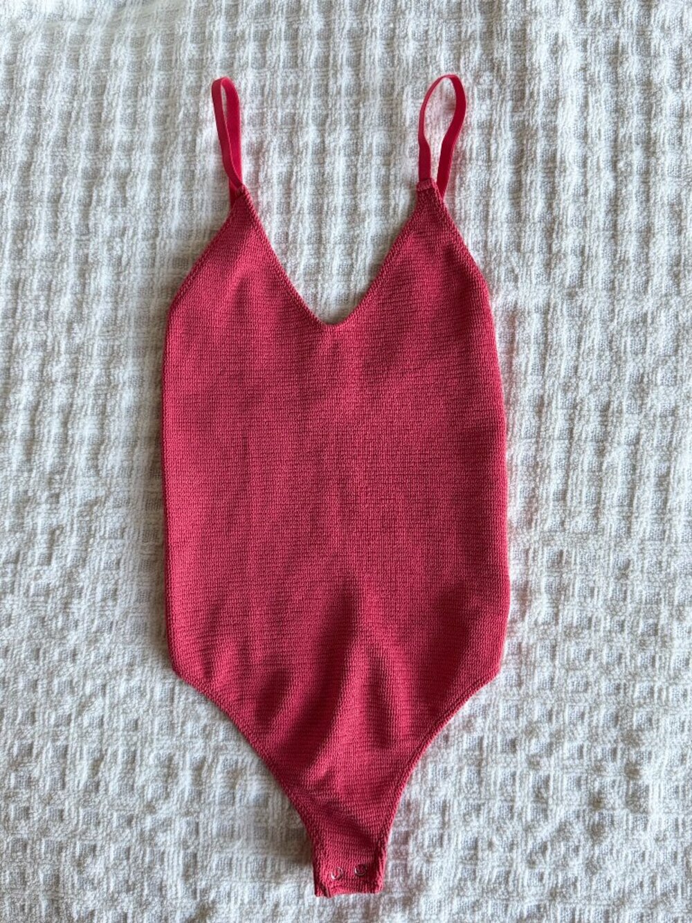 Free People 90s-Inspired Raspberry Pink Textured Bodysuit – Size M
